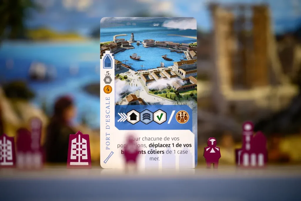 Carte Transport Port d’escale : pour chacune de vos populations, déplacez un bâtiment côtier d’une case mer